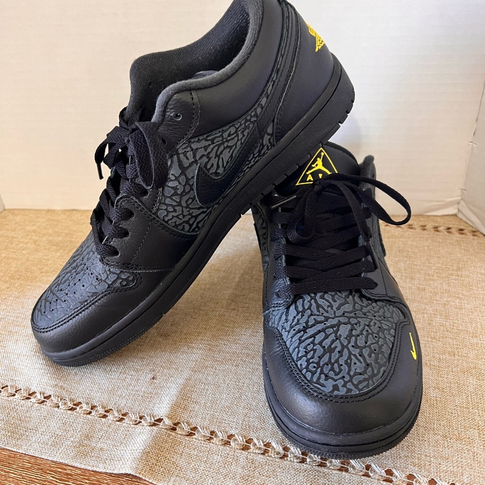 Jordan Black and Yellow Sneakers